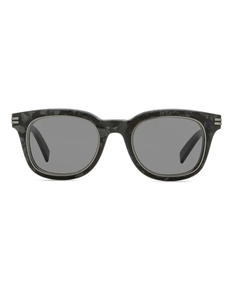Ermenegildo Zegna Sonnenbrille mit eckigem Gestell - Schwarz Schwarz