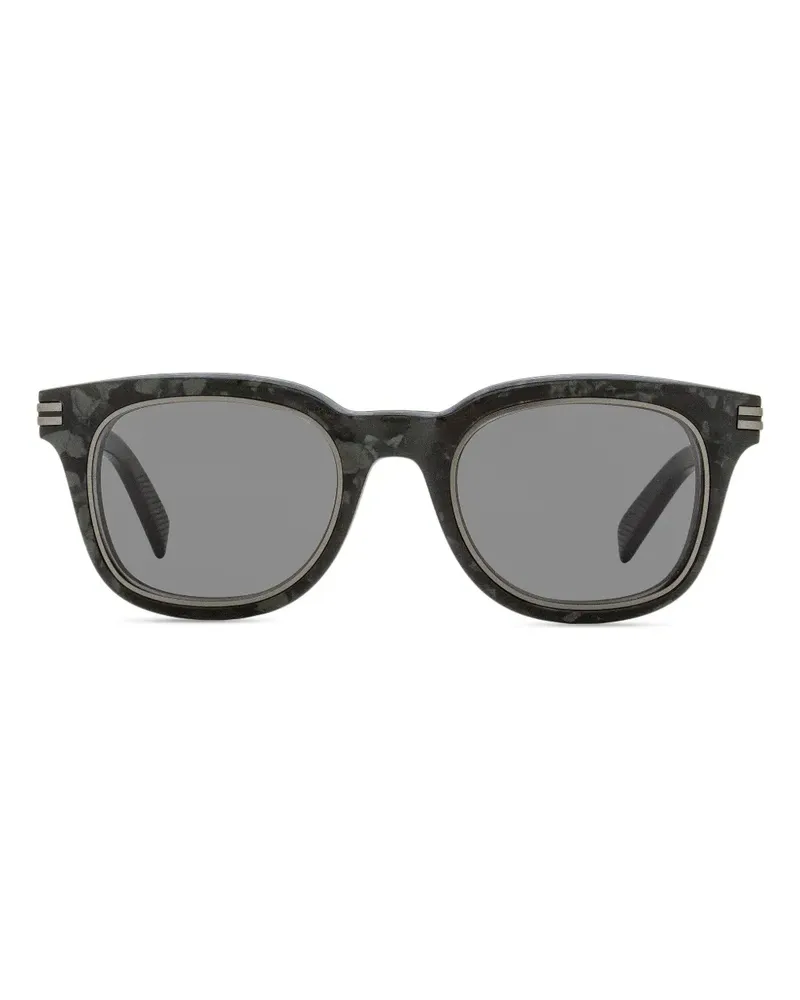 Ermenegildo Zegna Sonnenbrille mit eckigem Gestell - Schwarz Schwarz
