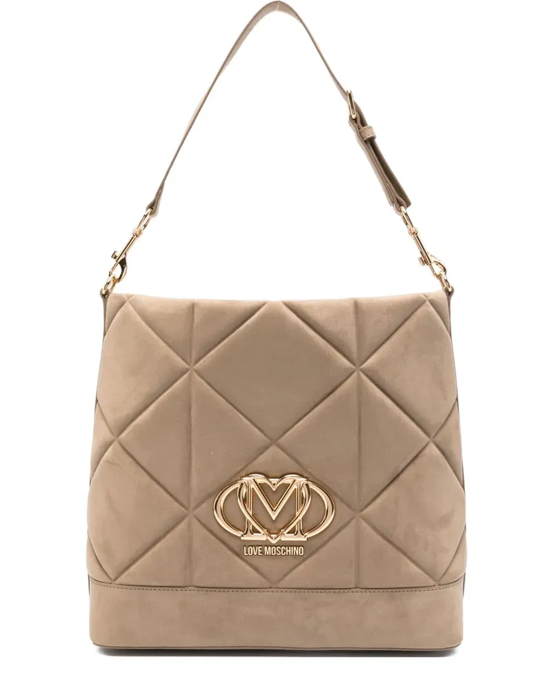 Moschino Tote Bag mit Logo-Schild - Braun Braun