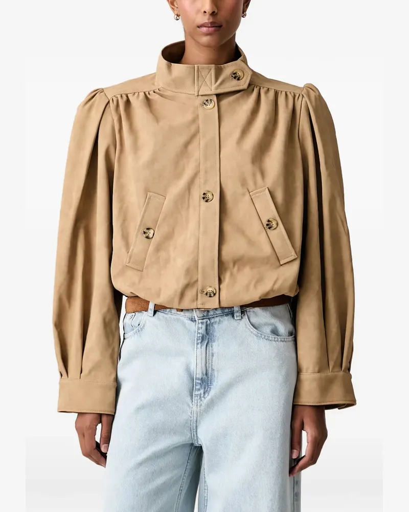 Bardot Geknöpfte Jacke mit Puffärmeln - Nude Nude