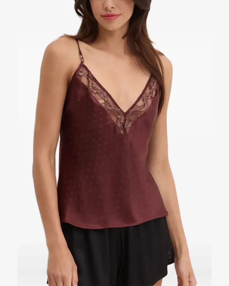Chantelle Pyjama-Oberteil aus Spitze mit V-Ausschnitt - Braun Braun