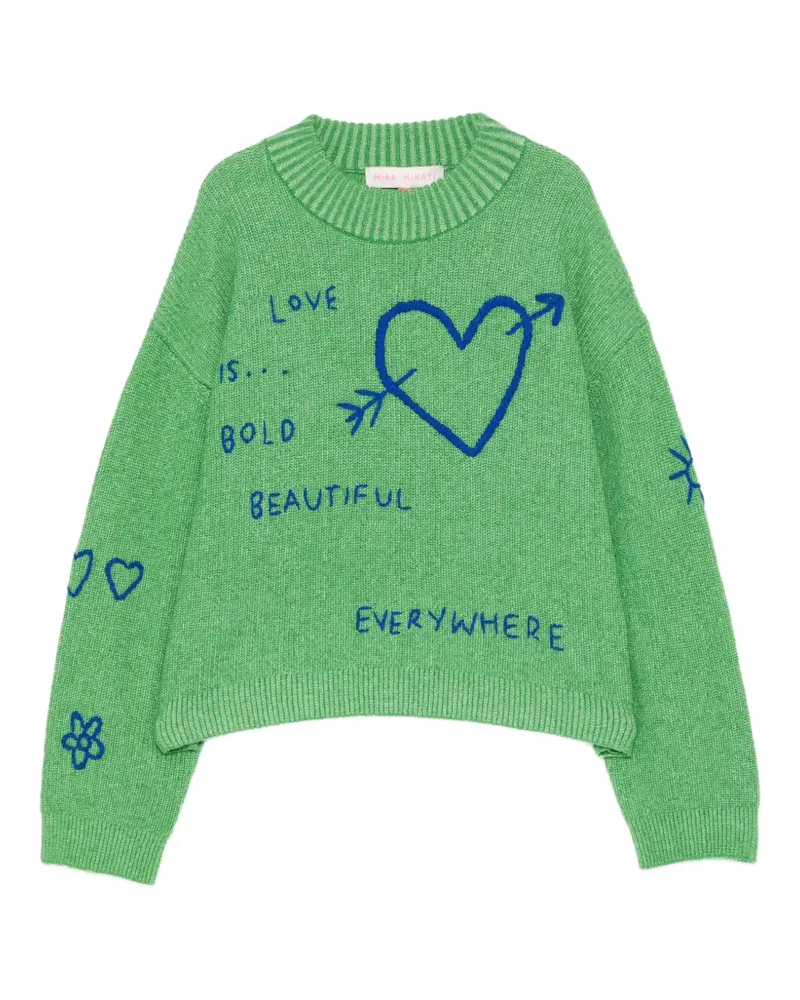 Mira Mikati Pullover mit Herzstickerei - Grün Grün
