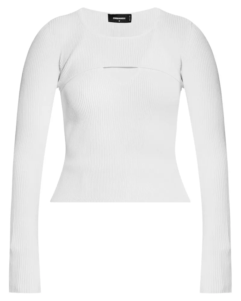 Dsquared2 Geripptes Strickoberteil mit Cut-Out - Weiß Weiß