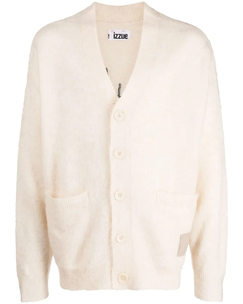 Izzue Fein gestrickter Cardigan mit Slogan-Print - Nude Nude