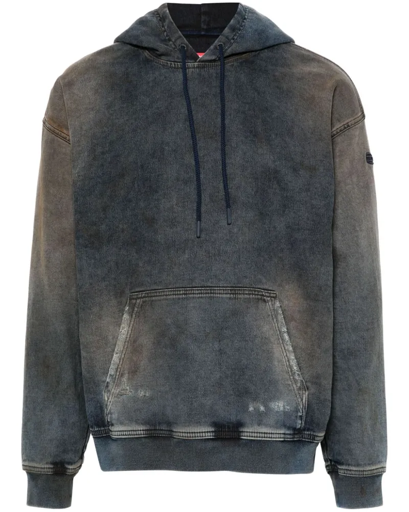 Diesel D-Um-Rib Track Hoodie aus Denim - Blau Blau
