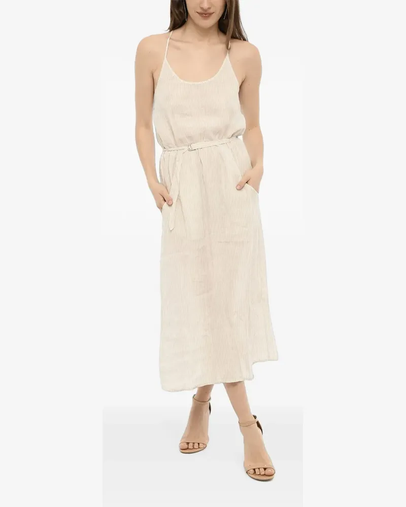 Woolrich striped belted midi dress - Nude Nude