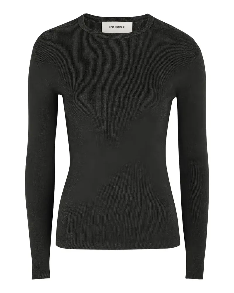 Lisa Yang Geripptes Langarmshirt - Grau Grau