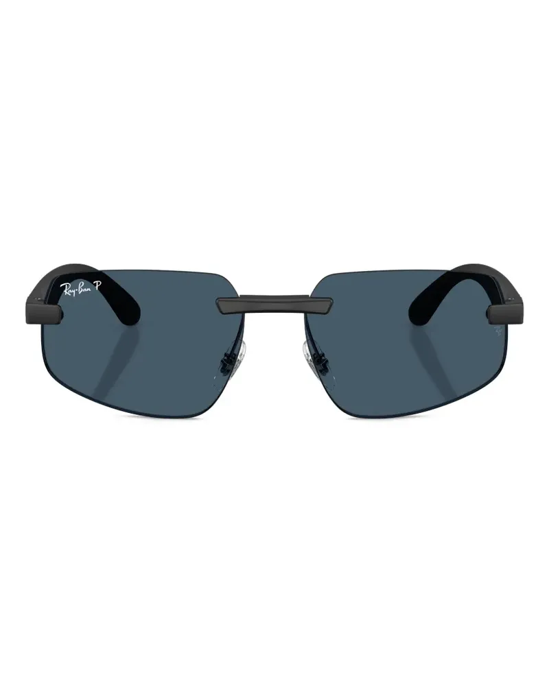 Ray Ban Rahmenlose Sonnenbrille mit eckigen Gläsern - Schwarz Schwarz