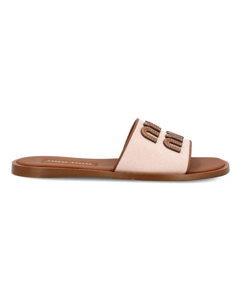 Miu Miu logo-embellishment sandals - Nude Nude