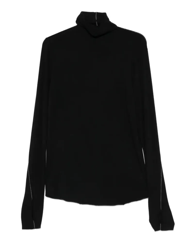 THOM KROM Pullover mit Kontrastnähten und Daumenschlitz - Schwarz Schwarz