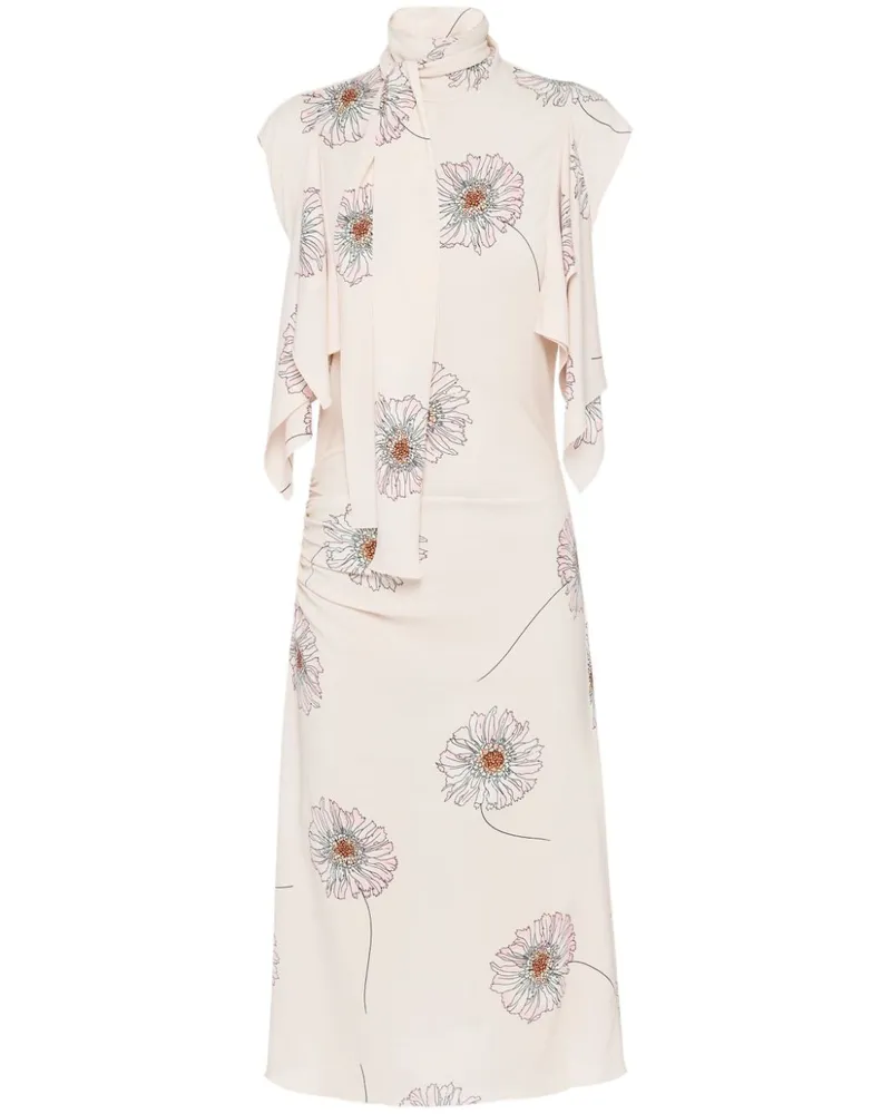 Prada Cameo Midikleid mit Print - Nude Nude