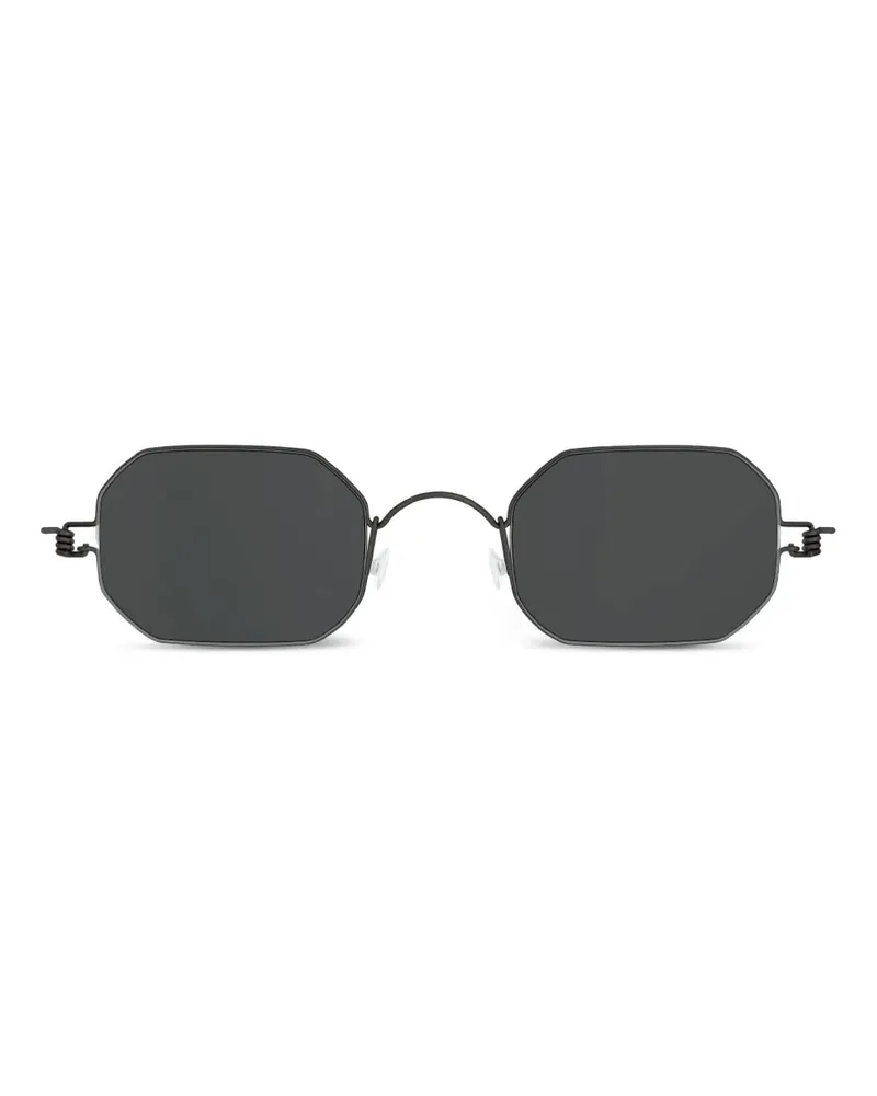 Lindberg 8223 Sonnenbrille mit geometrischem Gestell - Schwarz Schwarz