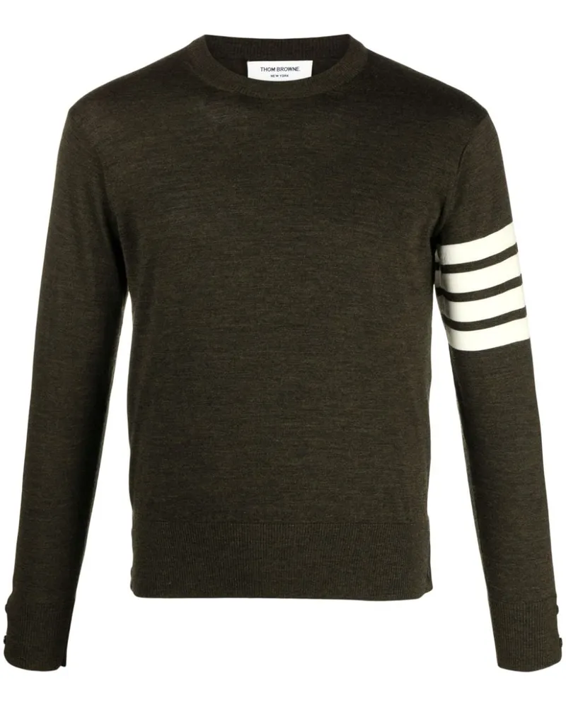 Thom Browne Pullover mit Streifen-Logo - Grün Grün