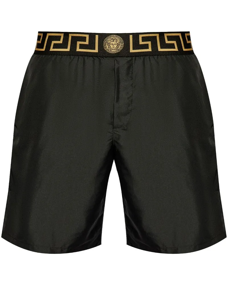 Versace Badeshorts mit Greca-Bund - Schwarz Schwarz
