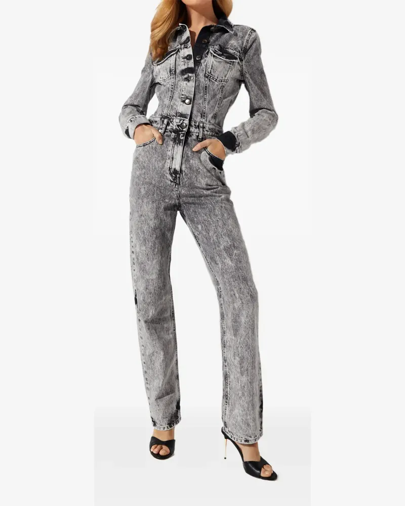 Retrofête Cora buttoned faded jumpsuit - Grau Grau