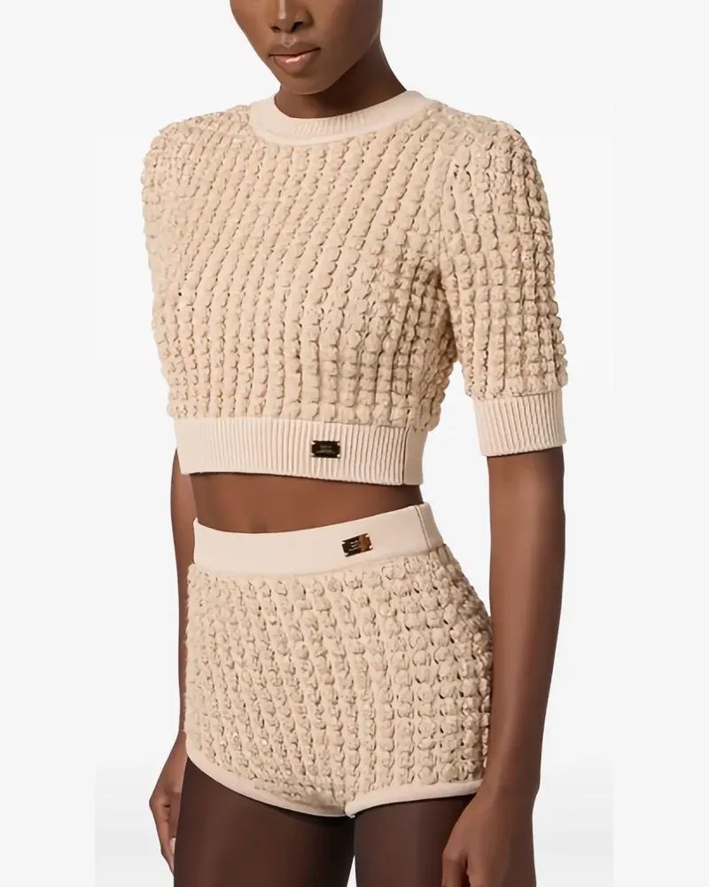 Elisabetta Franchi Bouclé-Trägertop aus Strick - Nude Nude