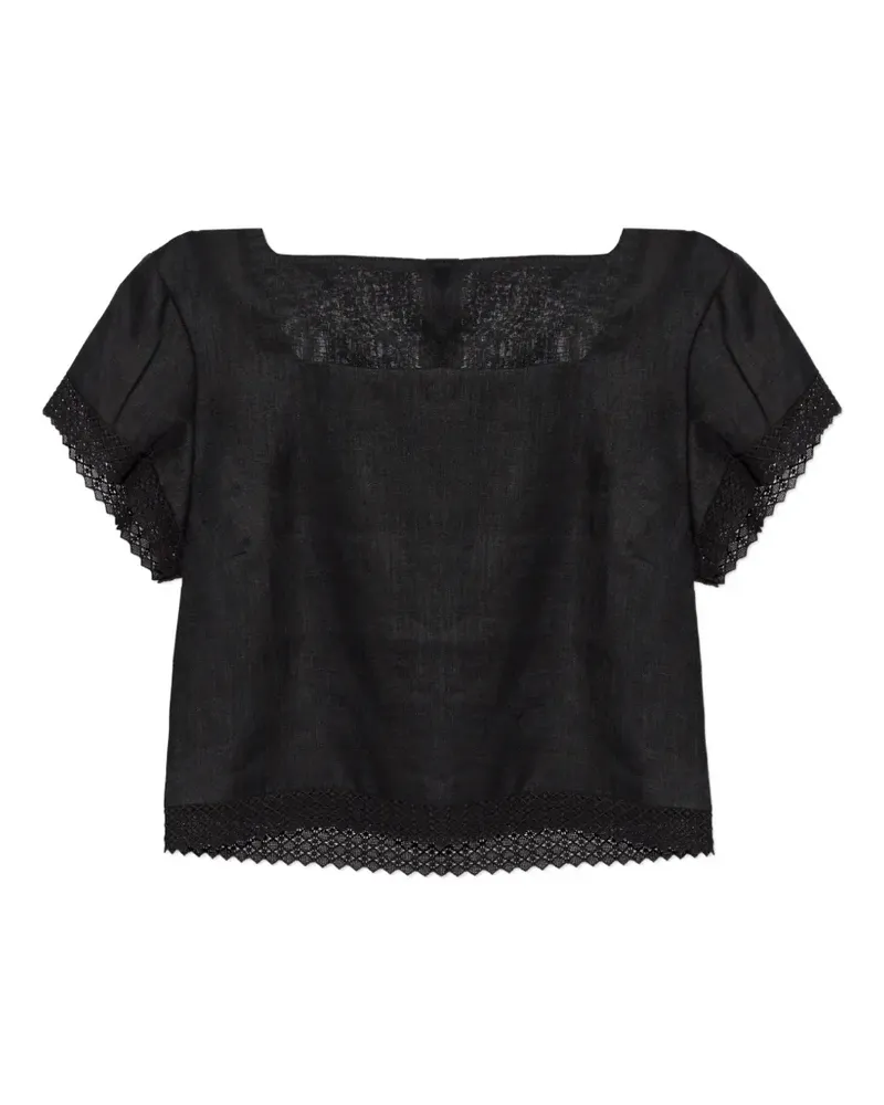 Posse Alfie Bluse mit Spitzenbesatz - Schwarz Schwarz