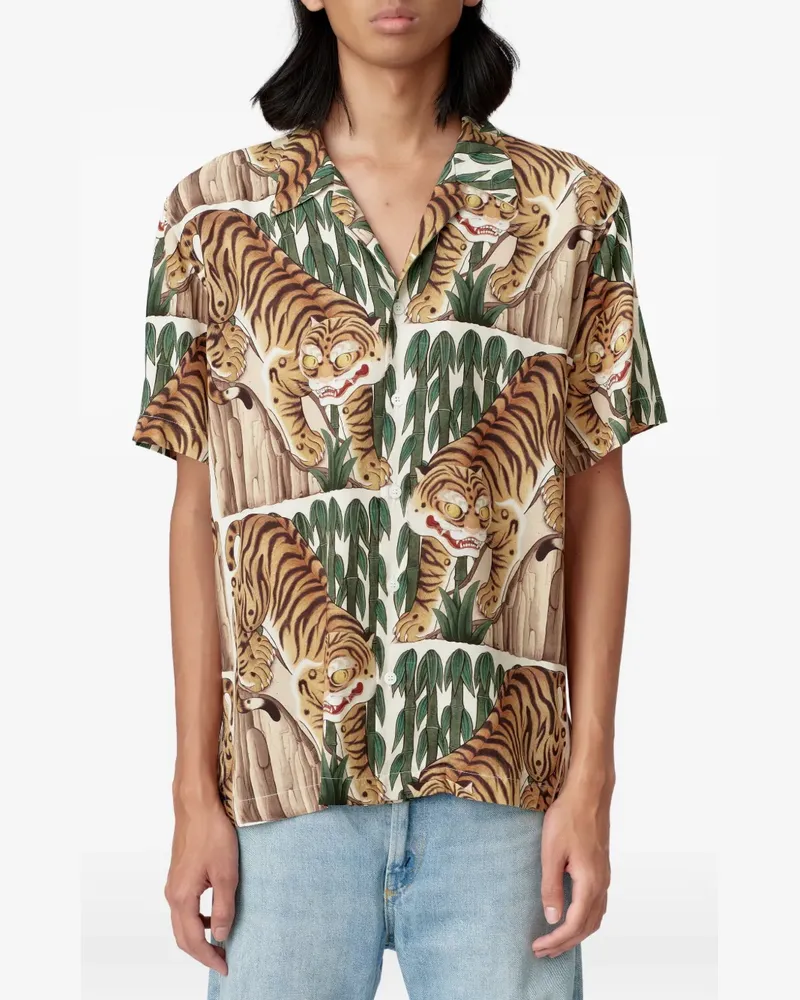 ENDLESS JOY Tiger Hemd mit grafischem Print - Nude Nude