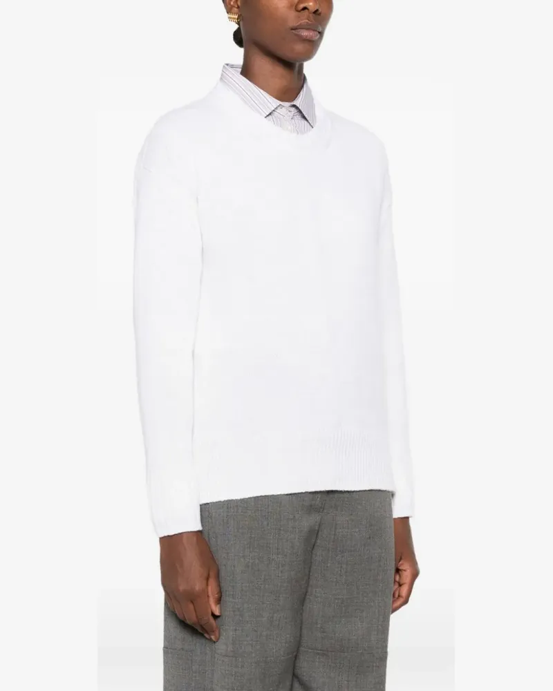 BASE Milano Gerippter Pullover - Weiß Weiß