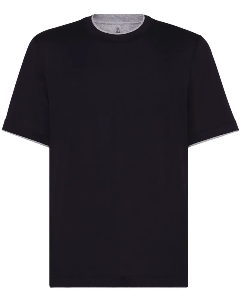 Brunello Cucinelli Jersey-T-Shirt mit Kontrastdetails - Blau Blau