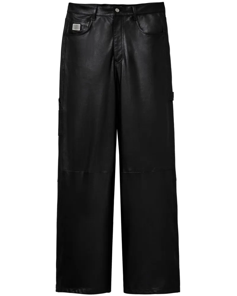 Marc Jacobs Wide-Leg-Hose aus Leder Schwarz