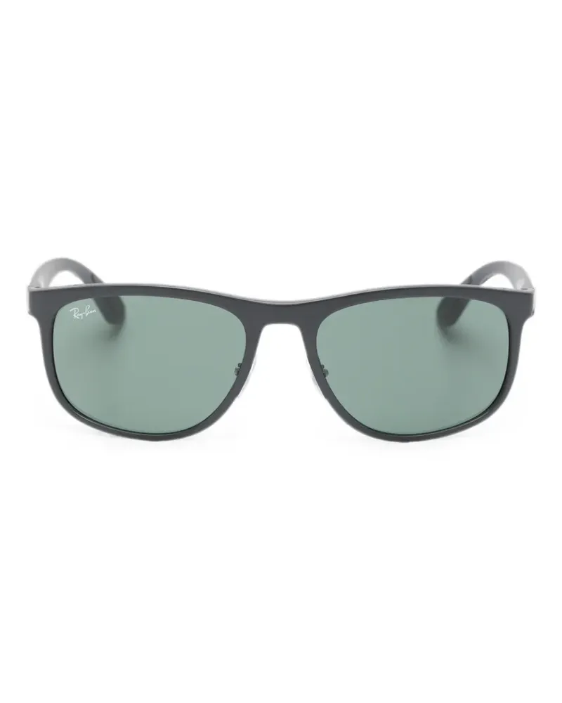 Ray Ban logo-plaque rectangle-frame sunglasses - Schwarz Schwarz