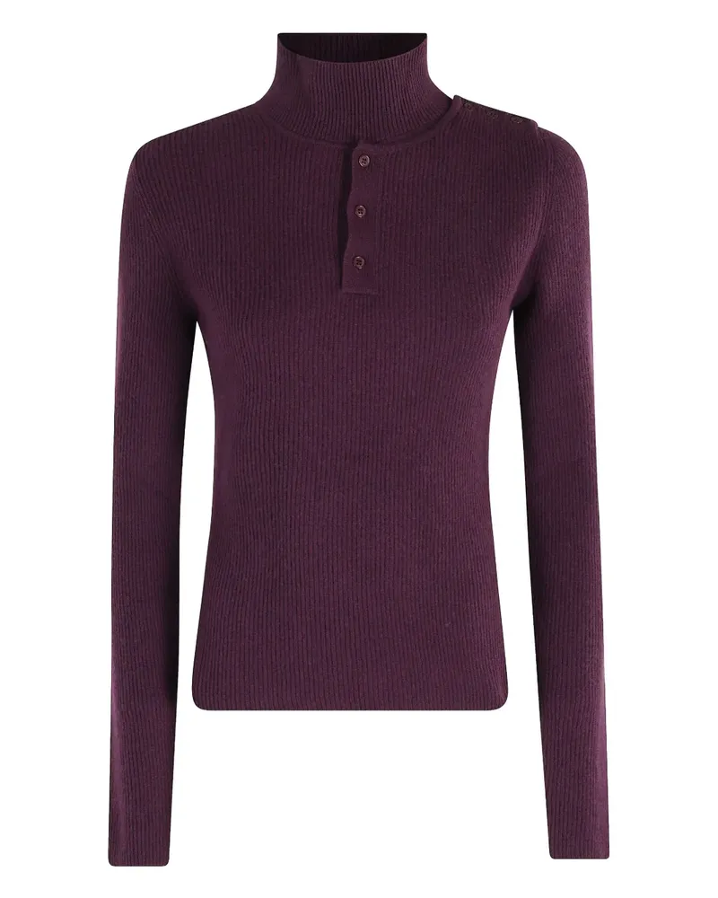 Federica Tosi Stehkragen-Pullover mit Knopfleiste - Violett Violett
