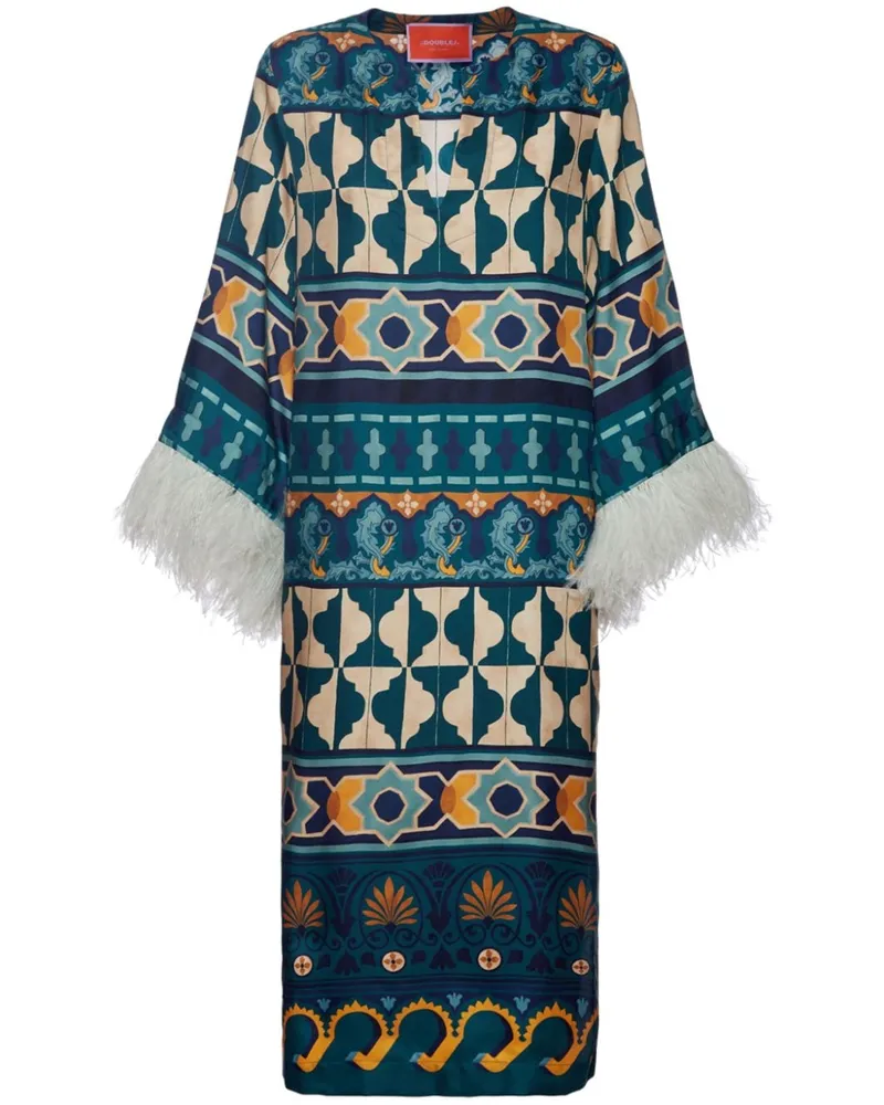 La DoubleJ The Kaftan Kaftankleid mit Federn - Blau Blau