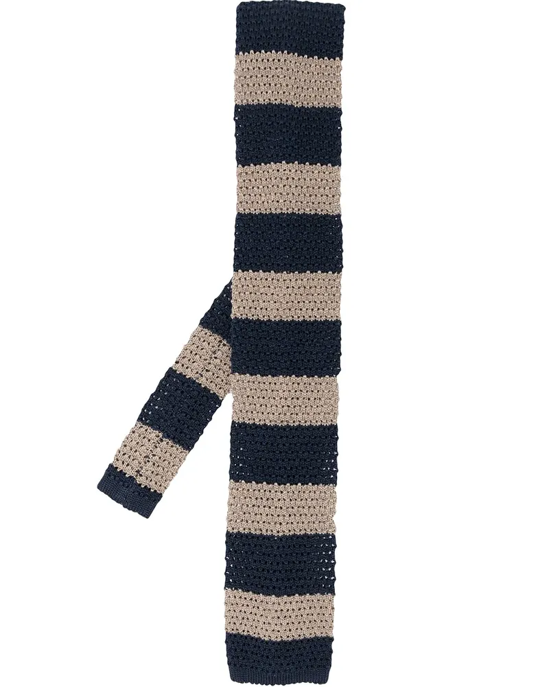 Brunello Cucinelli Gestreifte Strickkrawatte - Blau Blau
