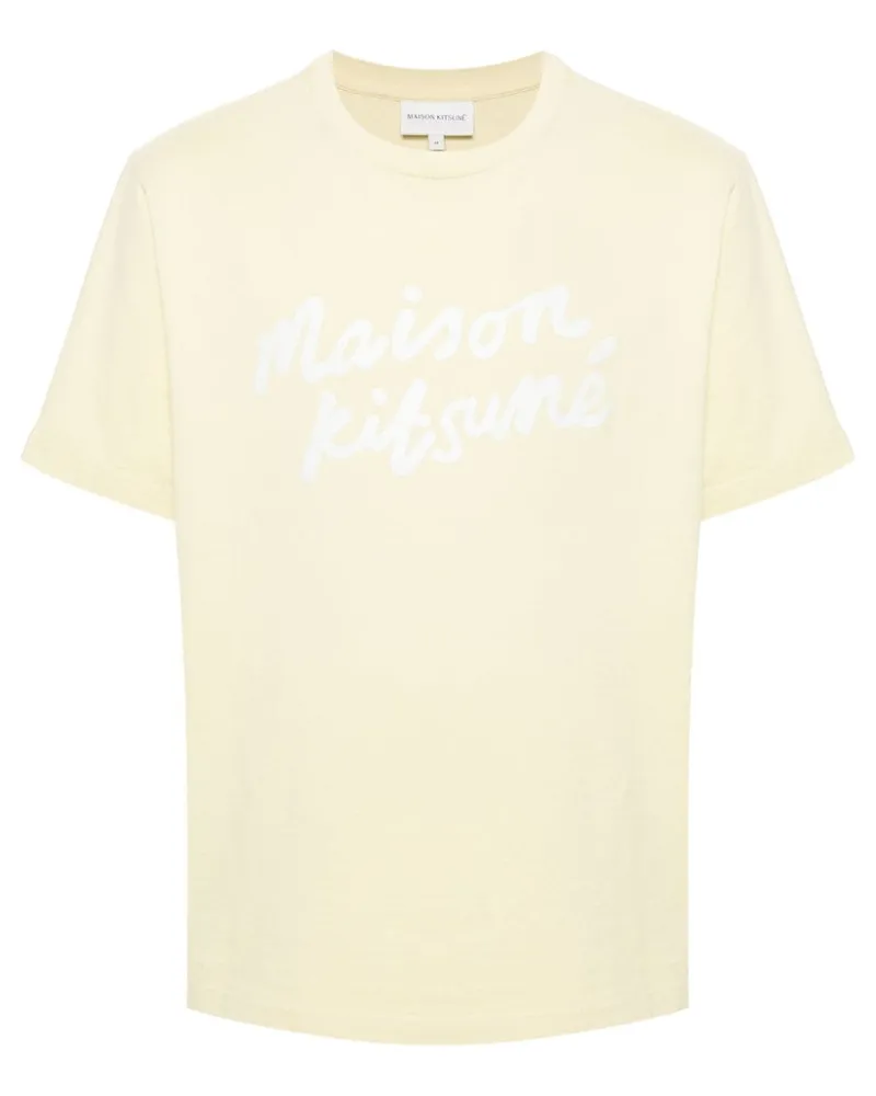 Kitsuné T-Shirt mit Handwriting-Print Gelb