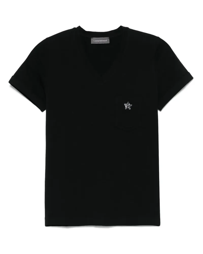 Lorena Antoniazzi T-Shirt mit Sternapplikation - Schwarz Schwarz