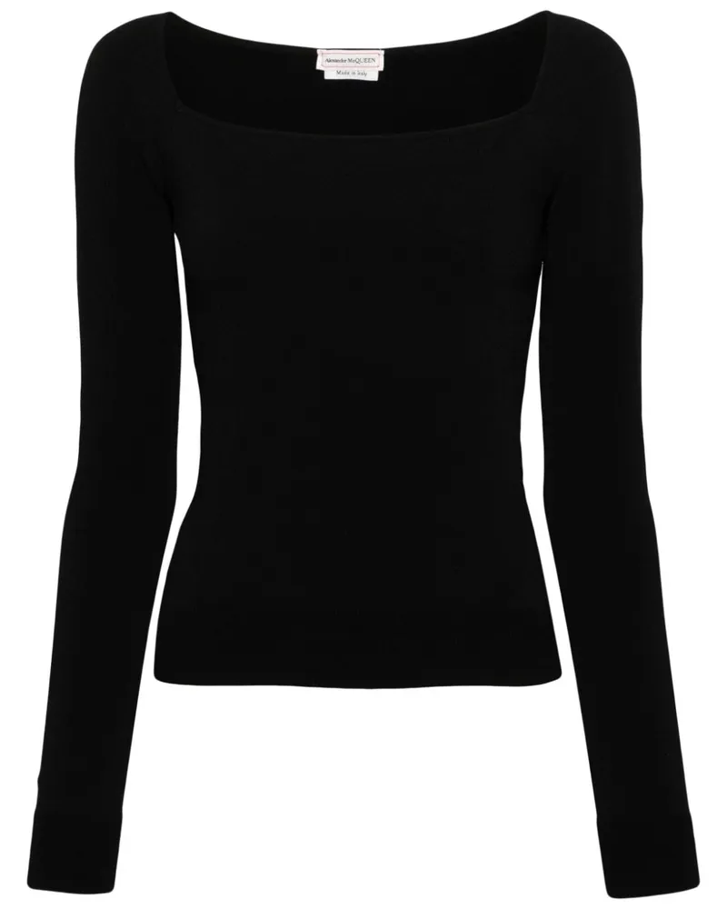 Alexander McQueen Geripptes Strickoberteil - Schwarz Schwarz
