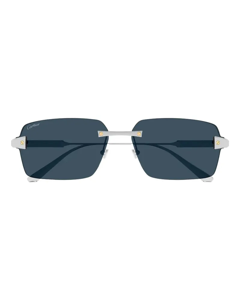 Cartier Santos de Cartier Sonnenbrille mit eckigem Gestell - Silber Silber