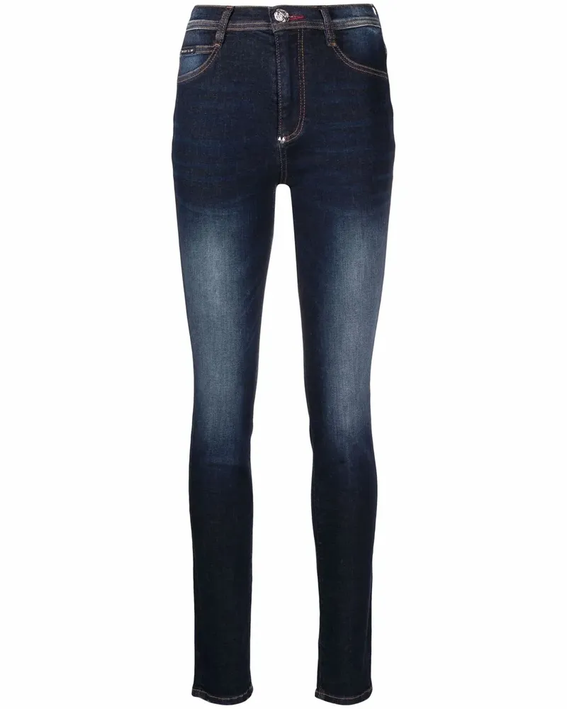 Philipp Plein Iconic Jeggings mit hohem Bund - Blau Blau
