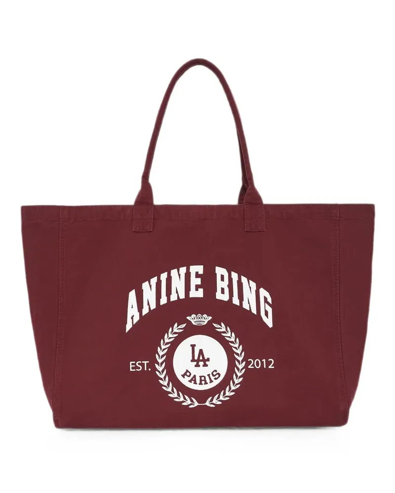 Anine Bing Leo canvas tote Collegiate - fig - Rot Rot