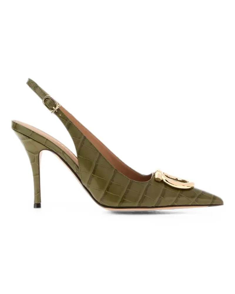 Ferragamo Gancini croc-effect slingback pumps - Grün Grün