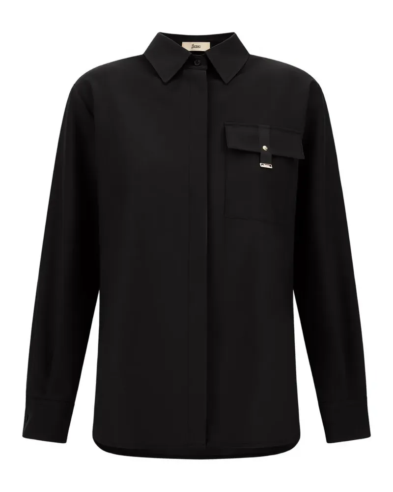 Herno Twill-Hemd mit Pattentaschen - Schwarz Schwarz