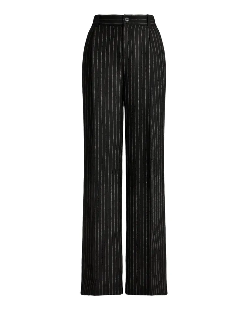 Ralph Lauren Palazzohose aus Leinen mit Kreidestreifen - Schwarz Schwarz