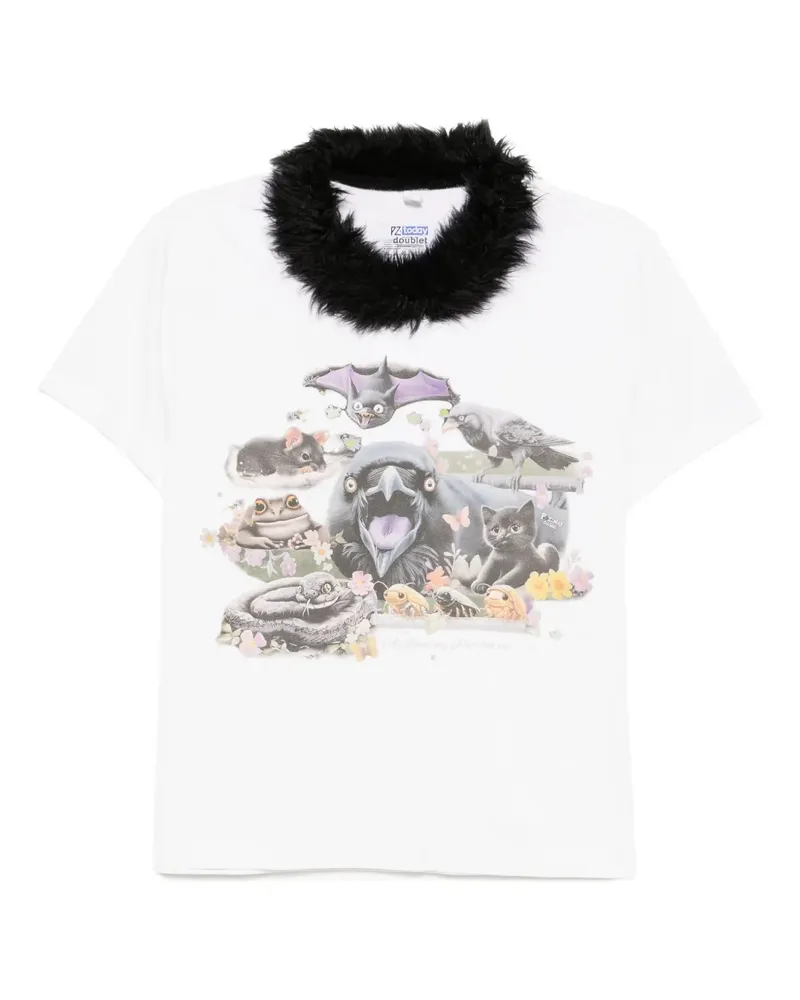 Doublet T-Shirt mit Pelzkragen - Weiß Weiß