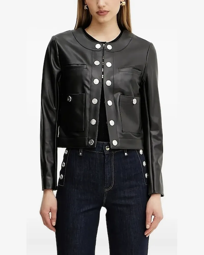 Guess Cropped-Jacke mit Zierknöpfen - Schwarz Schwarz
