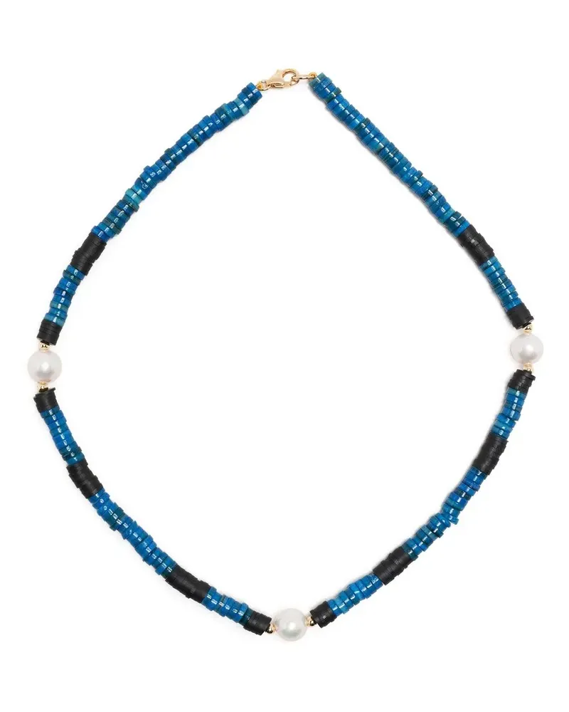 A Sinner in Pearls Halskette mit Süßwasserperle und Muscheln - Blau Blau