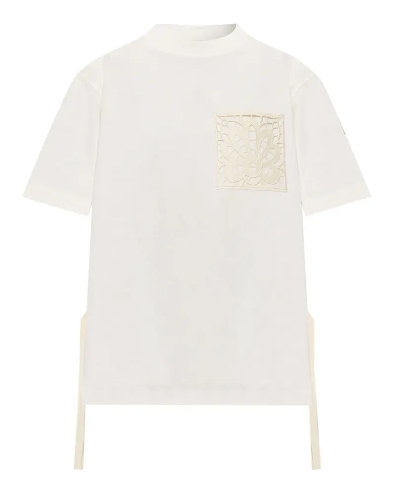 Moncler T-Shirt mit Spitzen-Patch - Nude Nude
