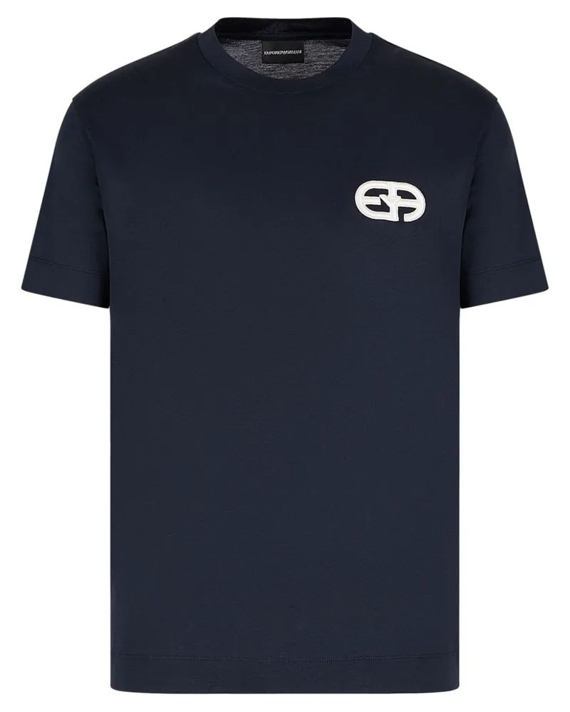 Emporio Armani T-Shirt mit Logo-Patch - Blau Blau