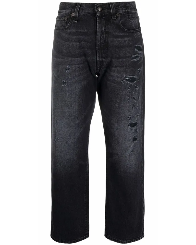 R13 Cropped-Jeans mit Schnürung Schwarz