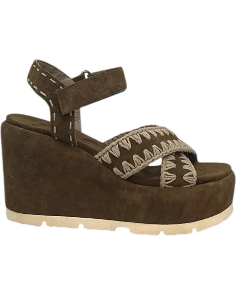 Mou Wedge-Sandalen mit überkreuzten Riemen - Braun Braun