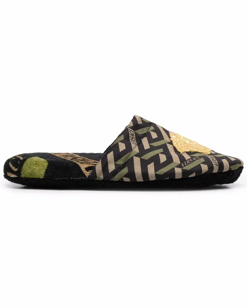 Versace Slipper mit Logo-Stickerei - Grün Grün