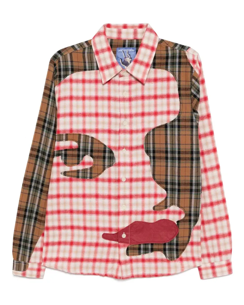 KidSuper Kariertes Patchwork-Hemd - Rot Rot