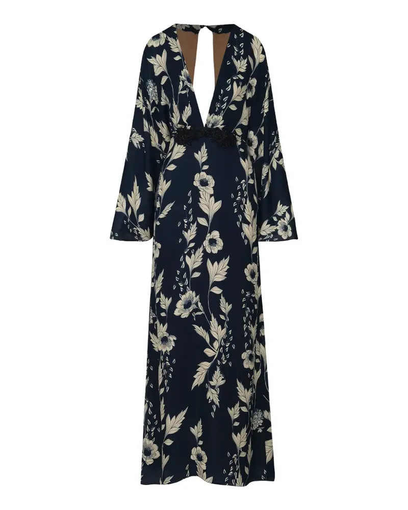 Johanna Ortiz Hibiscus floral-print silk dress - Blau Blau