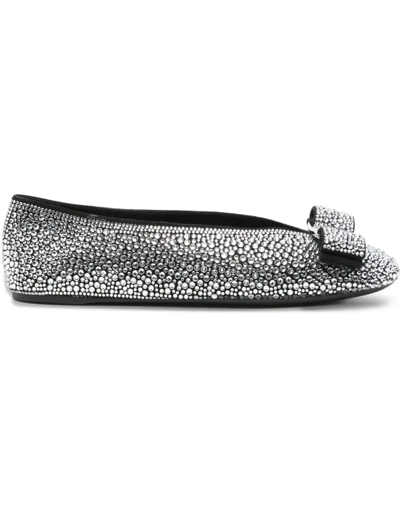 Ferragamo Ballerinas mit Kristallen - Schwarz Schwarz