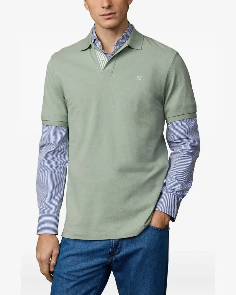 Hackett Heritage H Poloshirt mit Streifendetail - Grün Grün